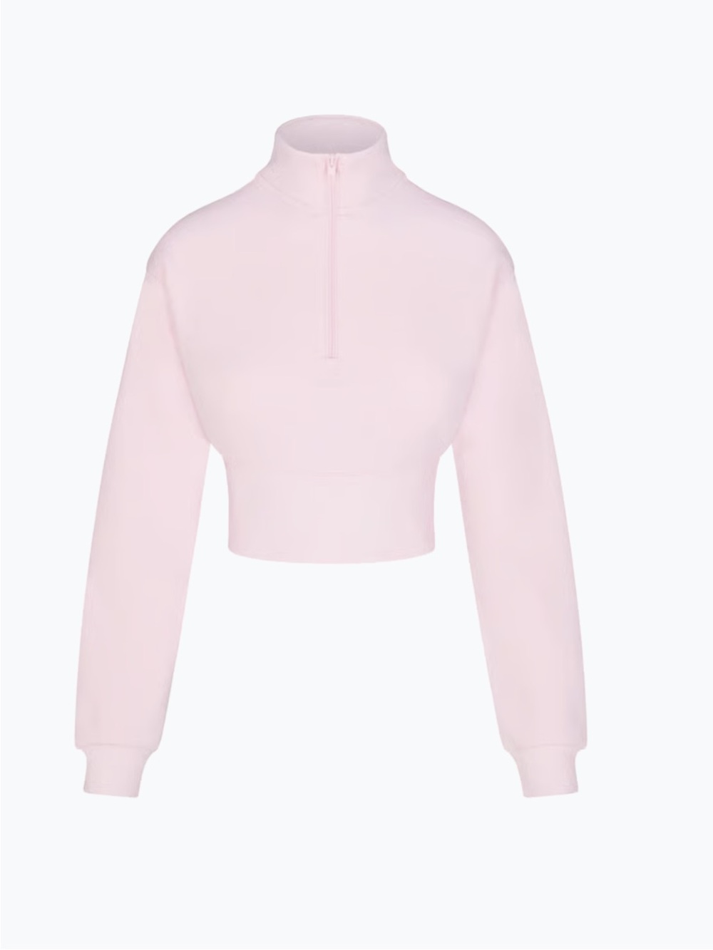 SKIMS Pink Cropped Half-Zip Mock Neck Sweatshirt